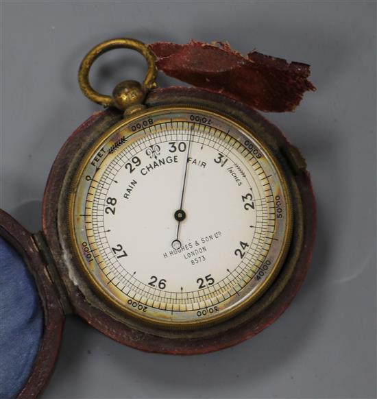 A H. Hughes & Son Ltd pocket barometer and case